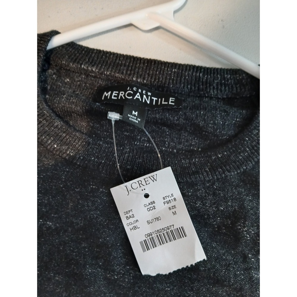 J.Crew Mercantile M Cotton Mens Charcoal Gray Marled Cotton Raglan Sweater New - Picture 7 of 9